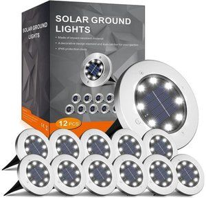 Solar Outdoor Lights Waterproof,12 Packs 8 LED Garden, Ground Lights, Landscape
